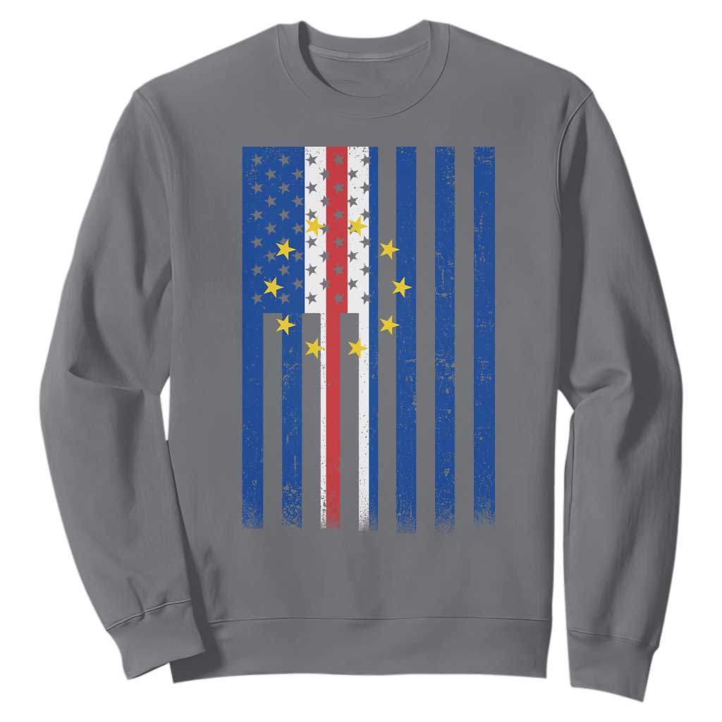 Half Cape Verdean Half American Sweatshirt Cabo Verdean Roots Vintage Cape Verde Flag TS11 Charcoal Print Your Wear