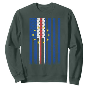 Half Cape Verdean Half American Sweatshirt Cabo Verdean Roots Vintage Cape Verde Flag TS11 Dark Forest Green Print Your Wear
