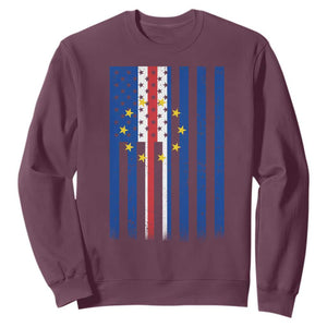 Half Cape Verdean Half American Sweatshirt Cabo Verdean Roots Vintage Cape Verde Flag TS11 Maroon Print Your Wear