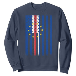 Half Cape Verdean Half American Sweatshirt Cabo Verdean Roots Vintage Cape Verde Flag TS11 Navy Print Your Wear
