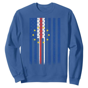 Half Cape Verdean Half American Sweatshirt Cabo Verdean Roots Vintage Cape Verde Flag TS11 Royal Blue Print Your Wear