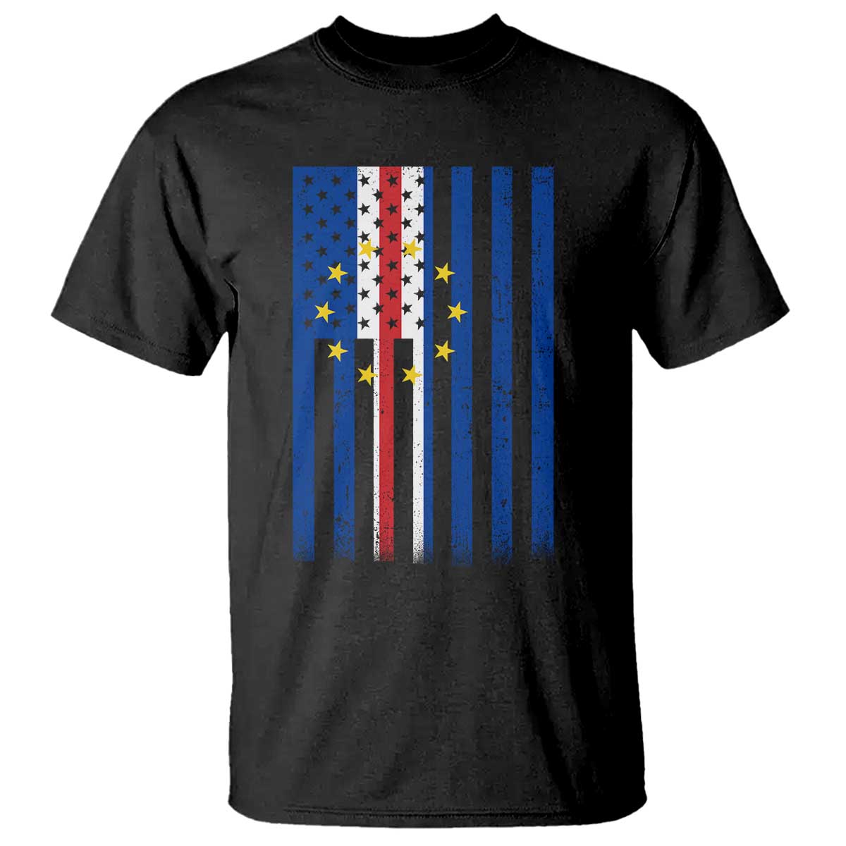Half Cape Verdean Half American T Shirt Cabo Verdean Roots Vintage Cape Verde Flag TS11 Black Print Your Wear