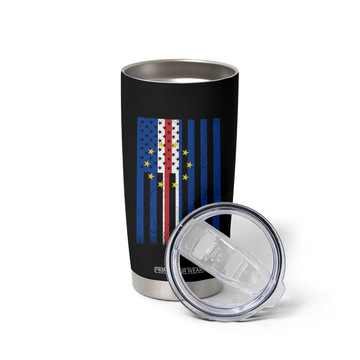 Half Cape Verdean Half American Tumbler Cup Cabo Verdean Roots Vintage Cape Verde Flag TS11 Print Your Wear