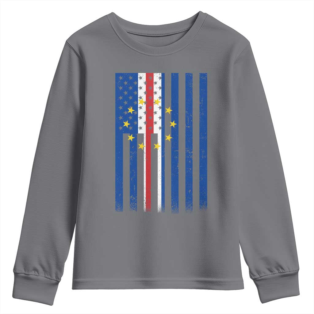 Half Cape Verdean Half American Youth Sweatshirt Cabo Verdean Roots Vintage Cape Verde Flag TS11 Charcoal Print Your Wear