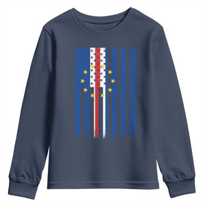 Half Cape Verdean Half American Youth Sweatshirt Cabo Verdean Roots Vintage Cape Verde Flag TS11 Navy Print Your Wear
