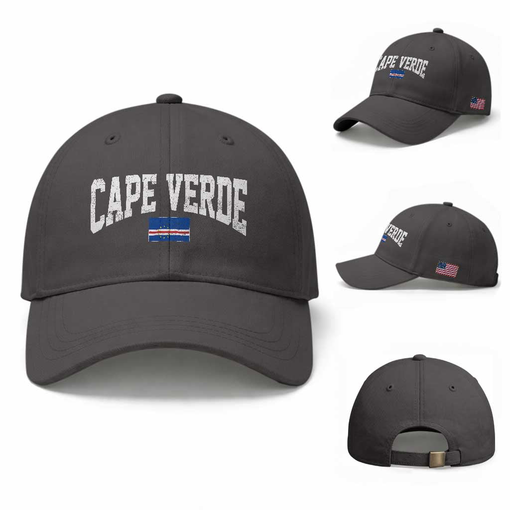 Cape Verde Sports Throwback Baseball Cap Cabo Verdean Pride TS11 Baseball Cap Universal Fit Dark Gray Print Your Wear