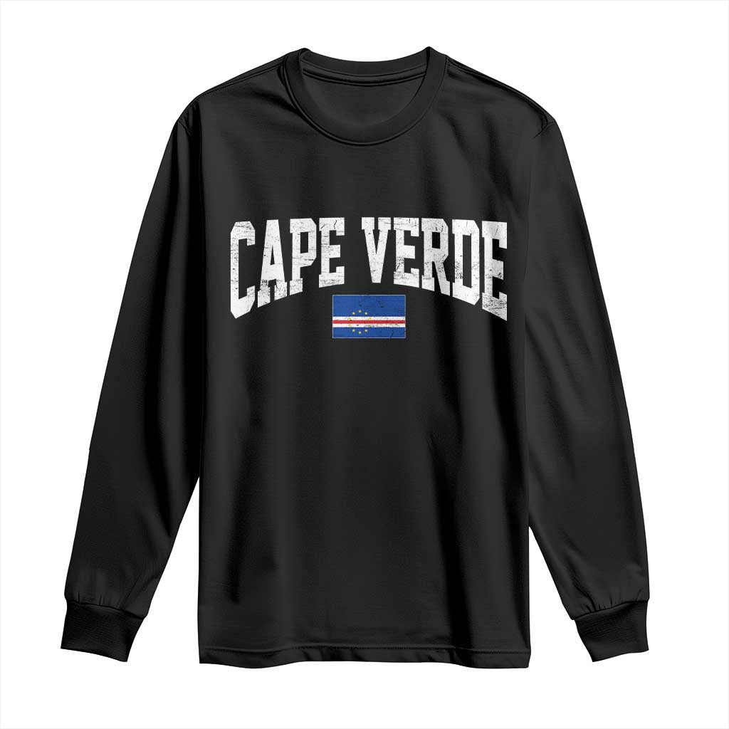 Cape Verde Sports Throwback Long Sleeve Shirt Cabo Verdean Pride TS11 Black Print Your Wear