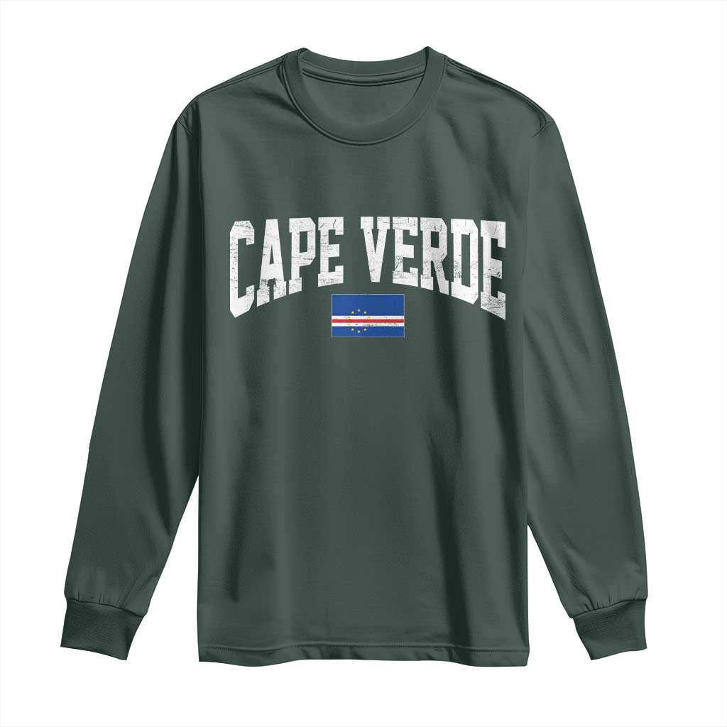 Cape Verde Sports Throwback Long Sleeve Shirt Cabo Verdean Pride TS11 Dark Forest Green Print Your Wear