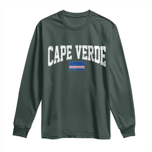 Cape Verde Sports Throwback Long Sleeve Shirt Cabo Verdean Pride TS11 Dark Forest Green Print Your Wear