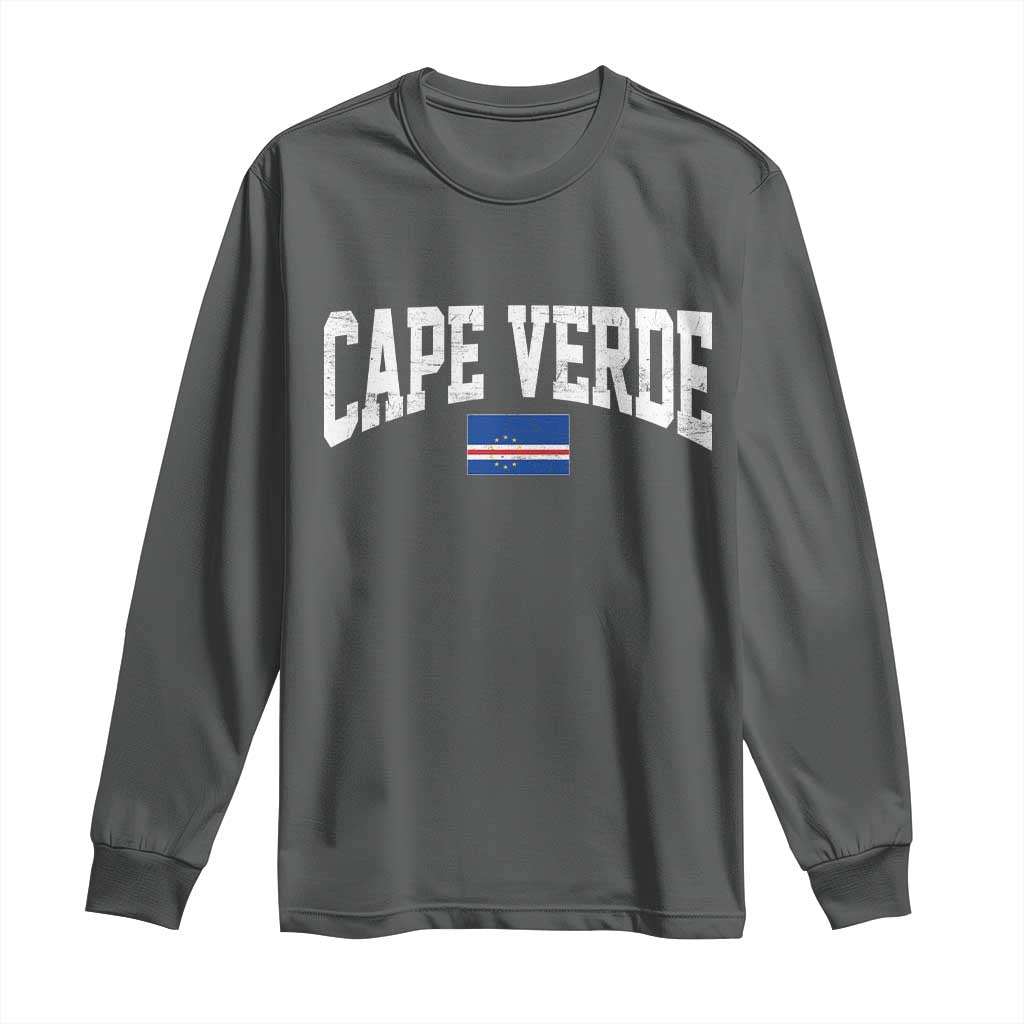 Cape Verde Sports Throwback Long Sleeve Shirt Cabo Verdean Pride TS11 Dark Heather Print Your Wear