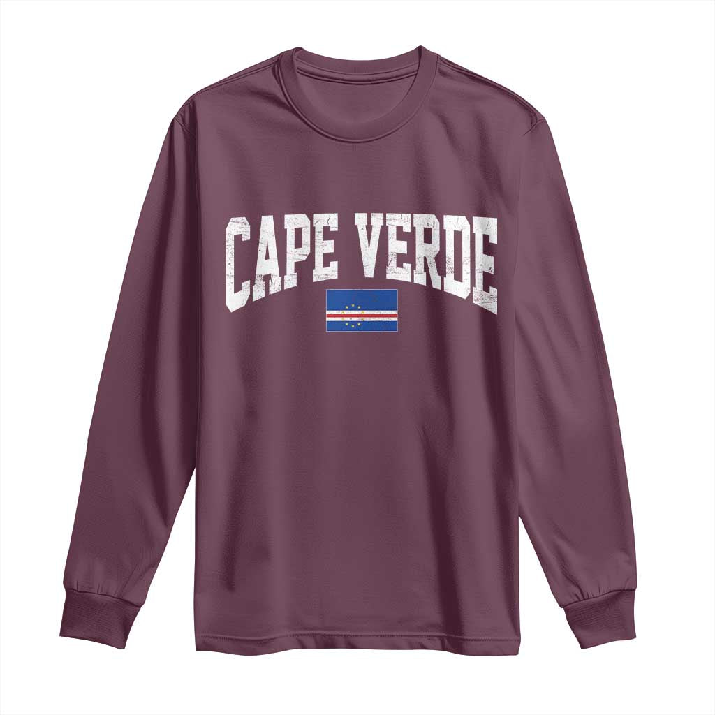 Cape Verde Sports Throwback Long Sleeve Shirt Cabo Verdean Pride TS11 Maroon Print Your Wear