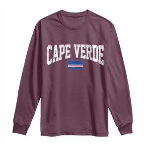 Cape Verde Sports Throwback Long Sleeve Shirt Cabo Verdean Pride TS11 Maroon Print Your Wear