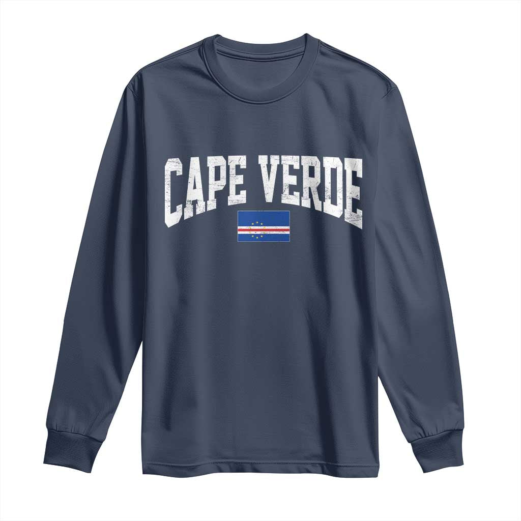 Cape Verde Sports Throwback Long Sleeve Shirt Cabo Verdean Pride TS11 Navy Print Your Wear
