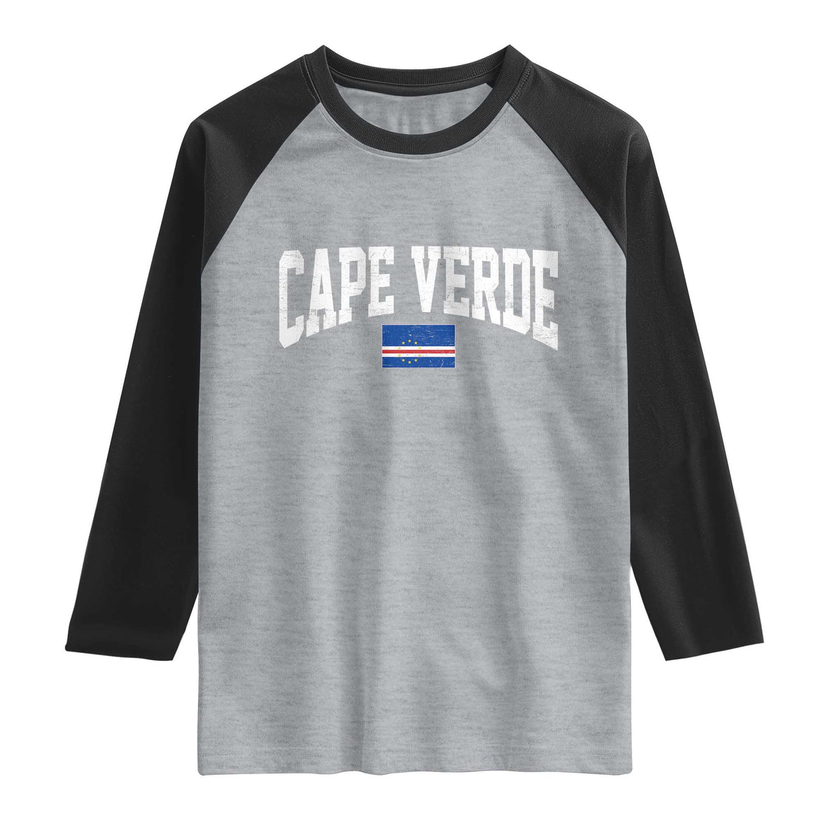 Cape Verde Sports Throwback Raglan Shirt Cabo Verdean Pride TS11 Heather Gray Black Print Your Wear