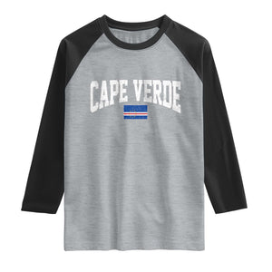 Cape Verde Sports Throwback Raglan Shirt Cabo Verdean Pride TS11 Heather Gray Black Print Your Wear