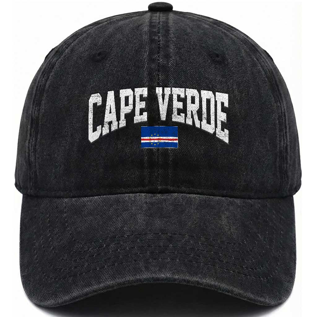 Cape Verde Sports Throwback Washed Cotton Baseball Cap Cabo Verdean Pride TS11 Print Your Wear