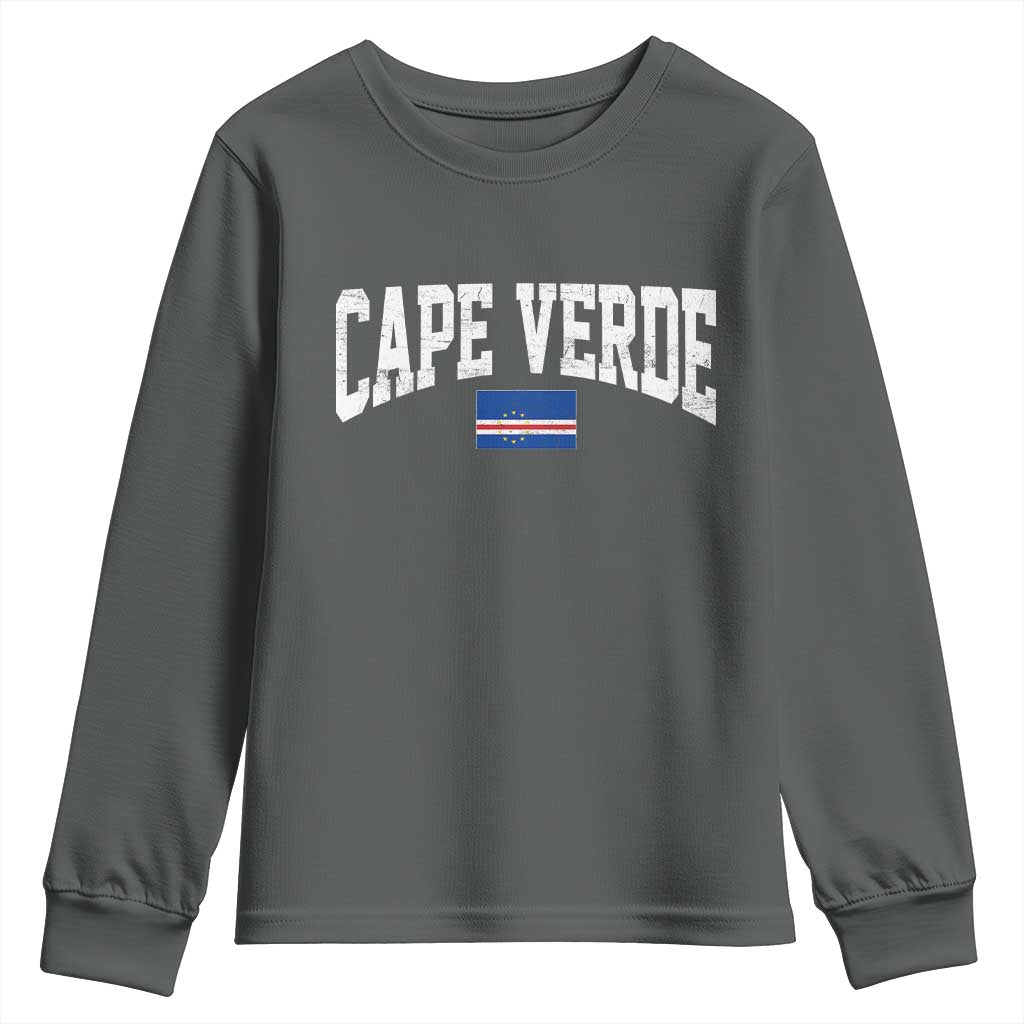Cape Verde Sports Throwback Youth Sweatshirt Cabo Verdean Pride TS11 Dark Heather Print Your Wear