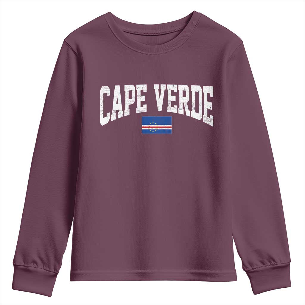 Cape Verde Sports Throwback Youth Sweatshirt Cabo Verdean Pride TS11 Maroon Print Your Wear