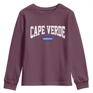 Cape Verde Sports Throwback Youth Sweatshirt Cabo Verdean Pride TS11 Maroon Print Your Wear