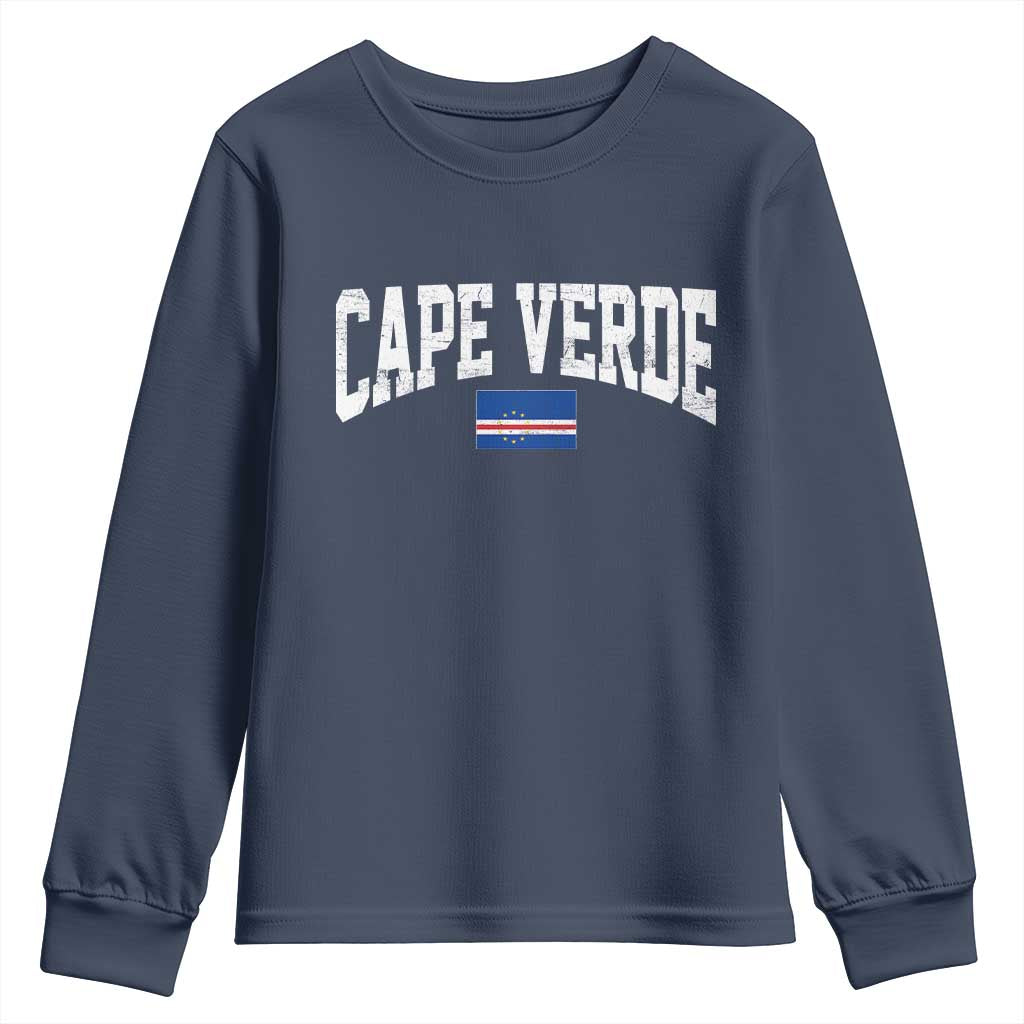 Cape Verde Sports Throwback Youth Sweatshirt Cabo Verdean Pride TS11 Navy Print Your Wear
