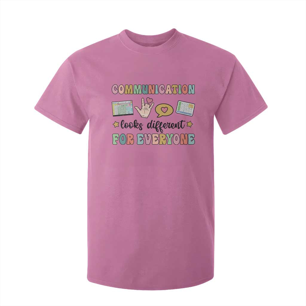 Special Education Teacher T Shirt For Kid Communication Looks Different For Everyone Autism Speech Therapy TS11 Azalea Print Your Wear