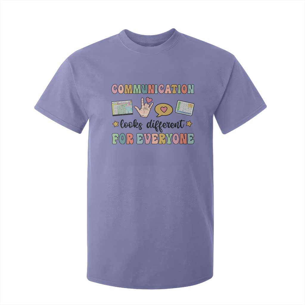 Special Education Teacher T Shirt For Kid Communication Looks Different For Everyone Autism Speech Therapy TS11 Violet Print Your Wear
