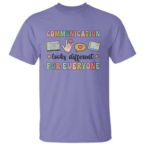 Special Education Teacher T Shirt Communication Looks Different For Everyone Autism Speech Therapy TS11 Violet Print Your Wear