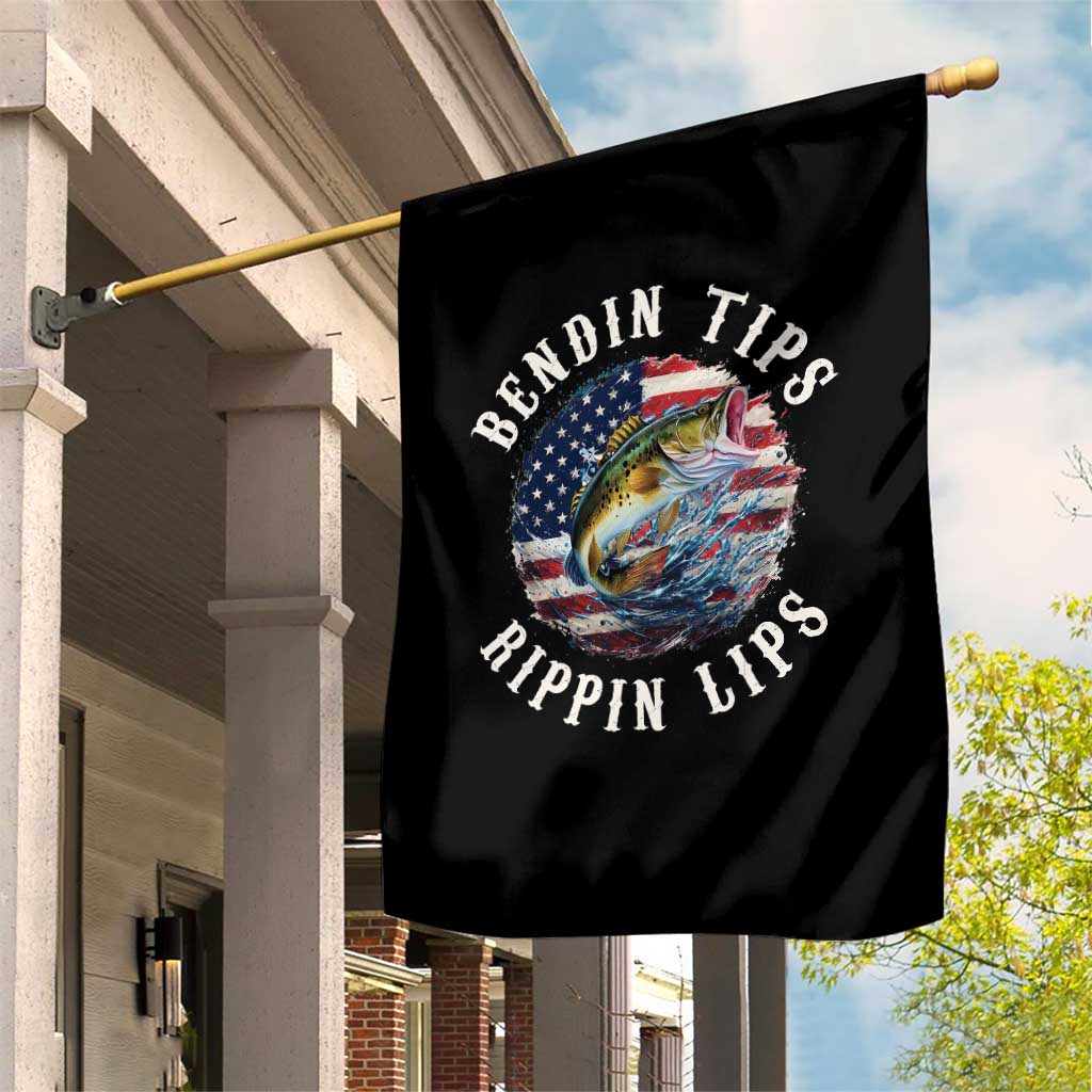 Funny Fishing Garden Flag Bendin Tips Rippin Lips USA Flag