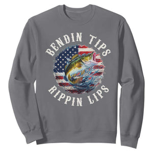 Funny Fishing Sweatshirt Bendin Tips Rippin Lips USA Flag