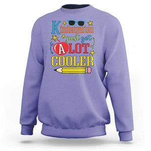 Funny Kindergarten Just Got A Lot Cooler Sweatshirt First Day Of School Sunglass Red Apple TS11 Violet Print Your Wear