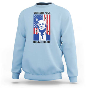 Trump' 24 Sweatshirt Bulletproof American Flag 45 47 TS11 Light Blue Print Your Wear