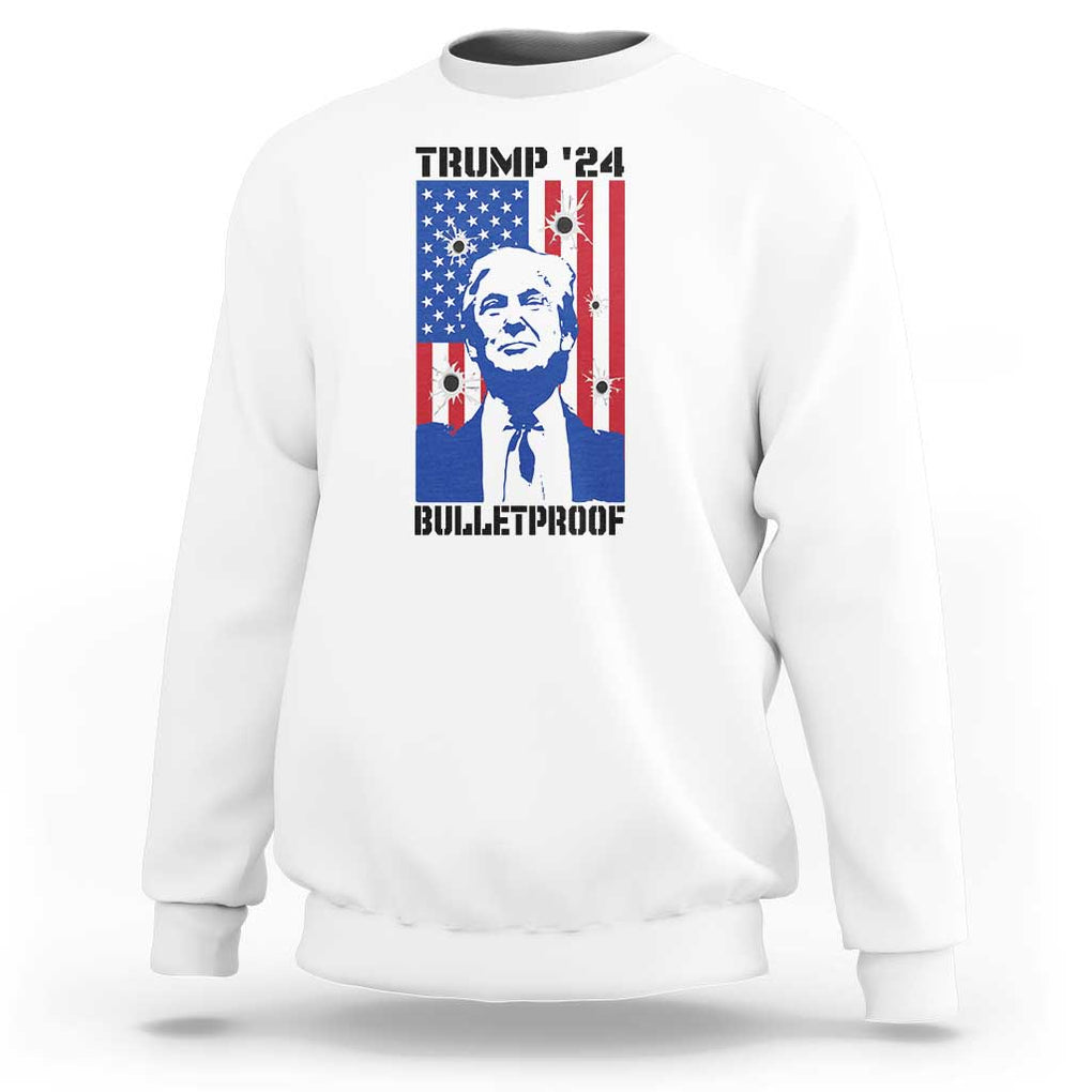 Trump' 24 Sweatshirt Bulletproof American Flag 45 47 TS11 White Print Your Wear