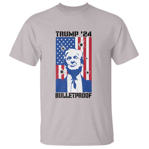 Trump' 24 T Shirt Bulletproof American Flag 45 47 TS11 Ice Gray Print Your Wear