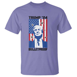 Trump' 24 T Shirt Bulletproof American Flag 45 47 TS11 Violet Print Your Wear