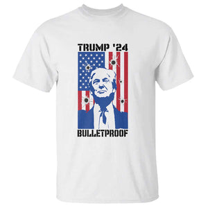 Trump' 24 T Shirt Bulletproof American Flag 45 47 TS11 White Print Your Wear