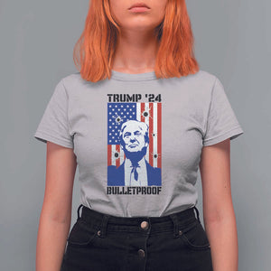 Trump' 24 T Shirt For Women Bulletproof American Flag 45 47 TS11 Ice Gray Print Your Wear