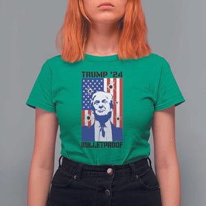 Trump' 24 T Shirt For Women Bulletproof American Flag 45 47 TS11 Irish Green Print Your Wear