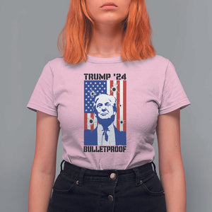 Trump' 24 T Shirt For Women Bulletproof American Flag 45 47 TS11 Light Pink Print Your Wear