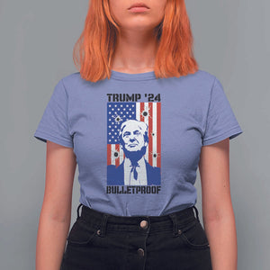 Trump' 24 T Shirt For Women Bulletproof American Flag 45 47 TS11 Violet Print Your Wear