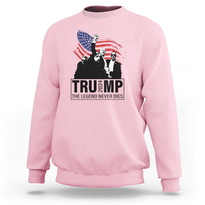 Trump The Legend Never Dies 2024 Sweatshirt American Flag Raised Fist TS11 Light Pink Print Your Wear