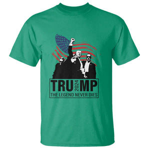 Trump The Legend Never Dies 2024 T Shirt American Flag Raised Fist TS11 Irish Green Print Your Wear