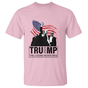 Trump The Legend Never Dies 2024 T Shirt American Flag Raised Fist TS11 Light Pink Print Your Wear