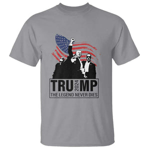 Trump The Legend Never Dies 2024 T Shirt American Flag Raised Fist TS11 Sport Gray Print Your Wear