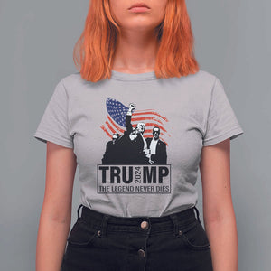 Trump The Legend Never Dies 2024 T Shirt For Women American Flag Raised Fist TS11 Ice Gray Print Your Wear