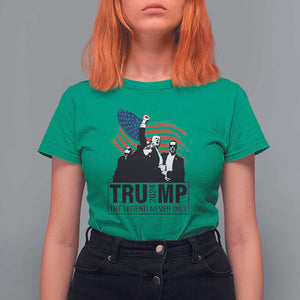 Trump The Legend Never Dies 2024 T Shirt For Women American Flag Raised Fist TS11 Irish Green Print Your Wear