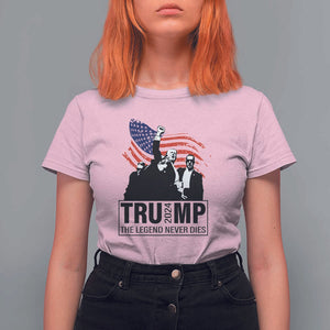 Trump The Legend Never Dies 2024 T Shirt For Women American Flag Raised Fist TS11 Light Pink Print Your Wear