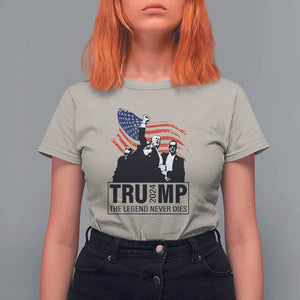 Trump The Legend Never Dies 2024 T Shirt For Women American Flag Raised Fist TS11 Sand Print Your Wear