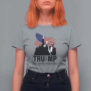 Trump The Legend Never Dies 2024 T Shirt For Women American Flag Raised Fist TS11 Sport Gray Print Your Wear