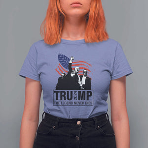 Trump The Legend Never Dies 2024 T Shirt For Women American Flag Raised Fist TS11 Violet Print Your Wear