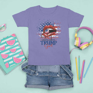 Unapologetic Trump Girl T Shirt For Kid Red Lips Cherry American Flag TS11 Violet Print Your Wear